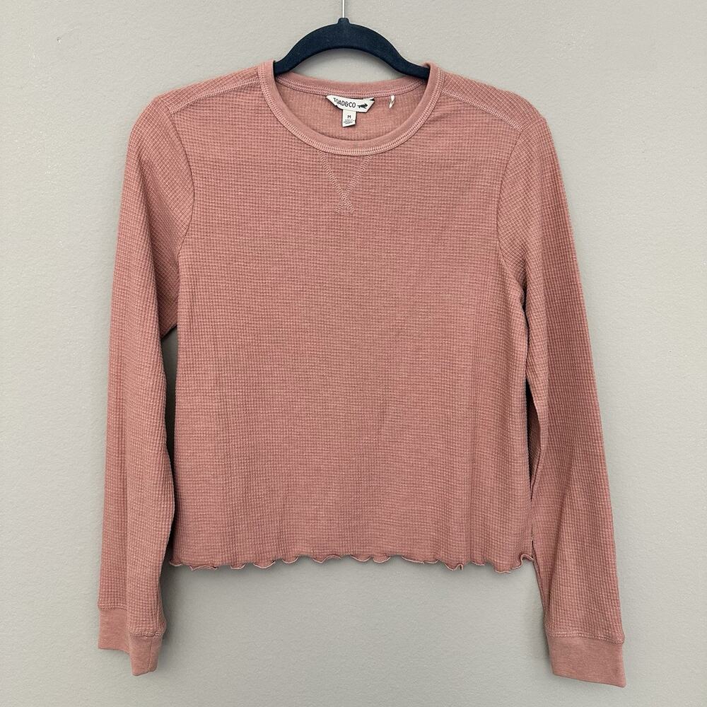 Toad&Co Pink Organic Cotton Foothill Waffle Thermal Top Lettuce Hem Gorpcore